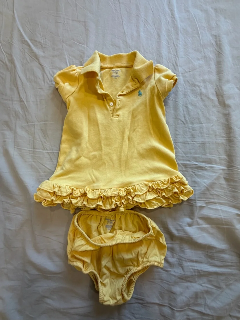 Ralph Lauren Yellow Ruffle Polo Dress with Matching Bloomer